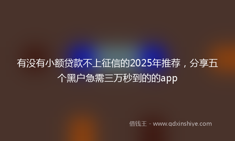 有没有小额贷款不上征信的2025年推荐，分享五个黑户急需三万秒到的的app