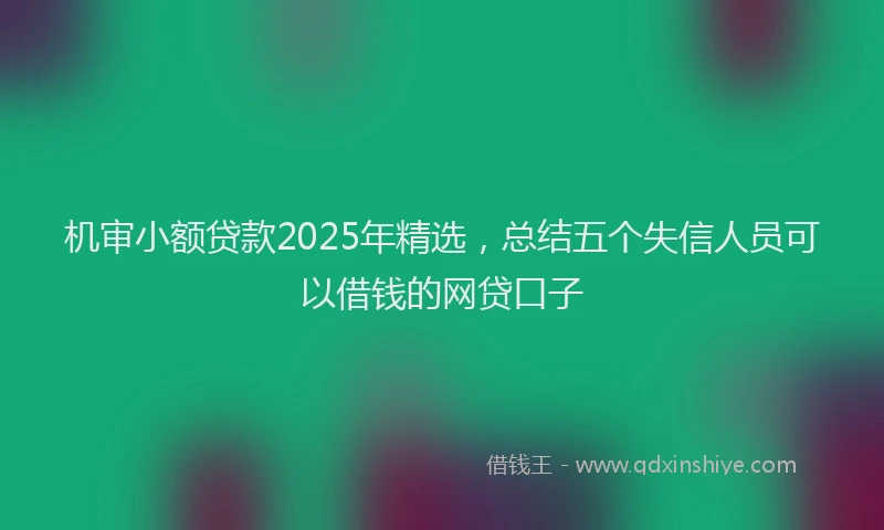 机审小额贷款2025年精选，总结五个失信人员可以借钱的网贷口子