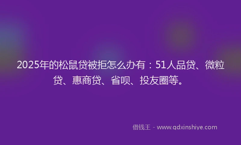 2025年的松鼠贷被拒怎么办有：51人品贷、微粒贷、惠商贷、省呗、投友圈等。