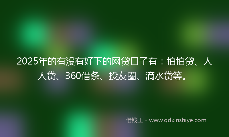 2025年的有没有好下的网贷口子有：拍拍贷、人人贷、360借条、投友圈、滴水贷等。