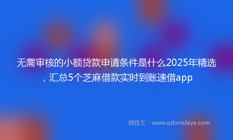 无需审核的小额贷款申请条件是什么2025年精选，汇总5个芝麻借款实时到账速借app