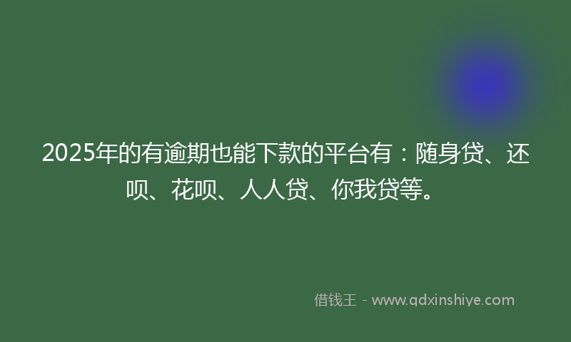 2025年的有逾期也能下款的平台有：随身贷、还呗、花呗、人人贷、你我贷等。