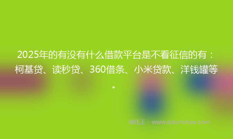 2025年的有没有什么借款平台是不看征信的有：柯基贷、读秒贷、360借条、小米贷款、洋钱罐等。