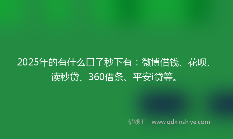 2025年的有什么口子秒下有：微博借钱、花呗、读秒贷、360借条、平安i贷等。