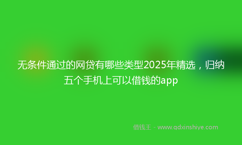 无条件通过的网贷有哪些类型2025年精选，归纳五个手机上可以借钱的app