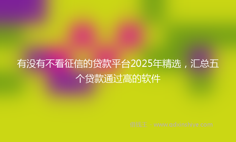 有没有不看征信的贷款平台2025年精选，汇总五个贷款通过高的软件