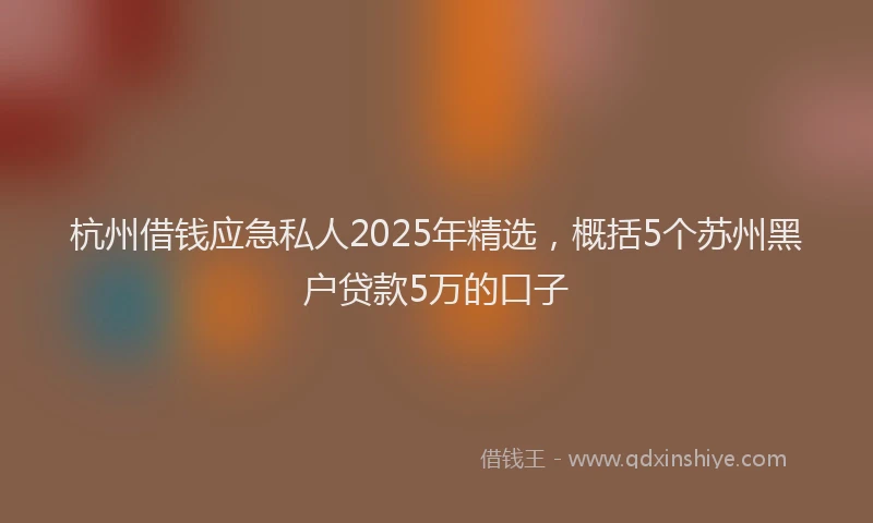杭州借钱应急私人2025年精选，概括5个苏州黑户贷款5万的口子