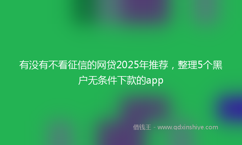 有没有不看征信的网贷2025年推荐，整理5个黑户无条件下款的app