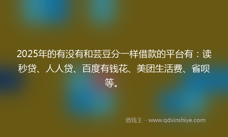 2025年的有没有和芸豆分一样借款的平台有：读秒贷、人人贷、百度有钱花、美团生活费、省呗等。