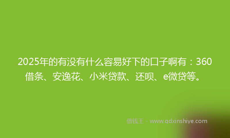 2025年的有没有什么容易好下的口子啊有：360借条、安逸花、小米贷款、还呗、e微贷等。
