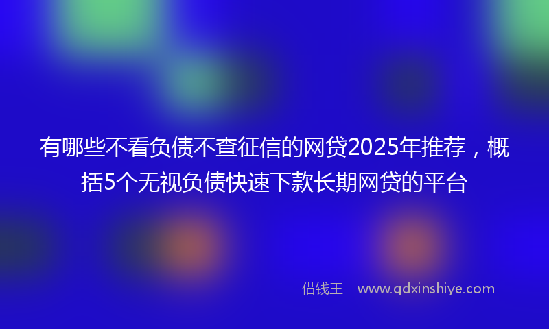 有哪些不看负债不查征信的网贷2025年推荐，概括5个无视负债快速下款长期网贷的平台