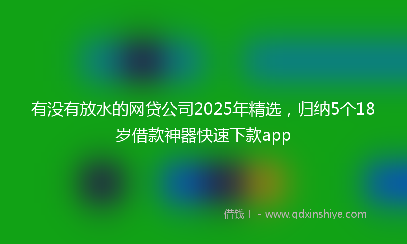 有没有放水的网贷公司2025年精选，归纳5个18岁借款神器快速下款app