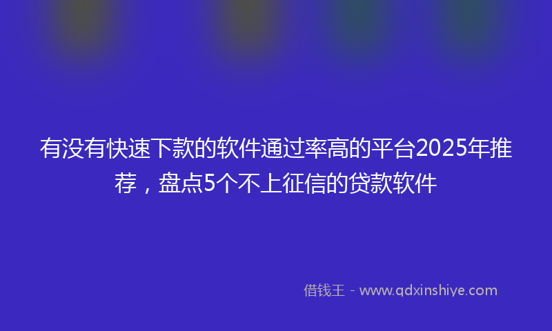 有没有快速下款的软件通过率高的平台2025年推荐，盘点5个不上征信的贷款软件
