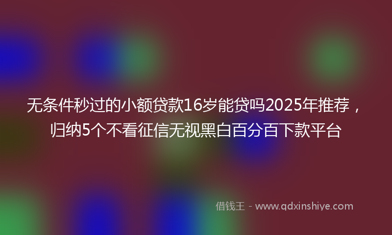 无条件秒过的小额贷款16岁能贷吗2025年推荐，归纳5个不看征信无视黑白百分百下款平台