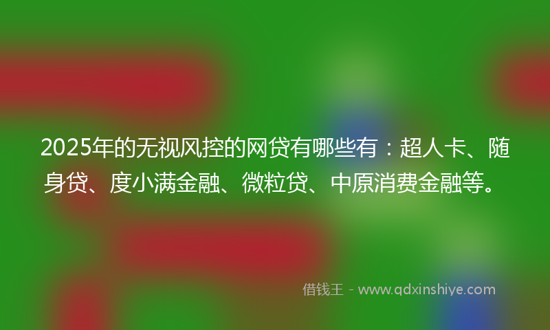 2025年的无视风控的网贷有哪些有：超人卡、随身贷、度小满金融、微粒贷、中原消费金融等。