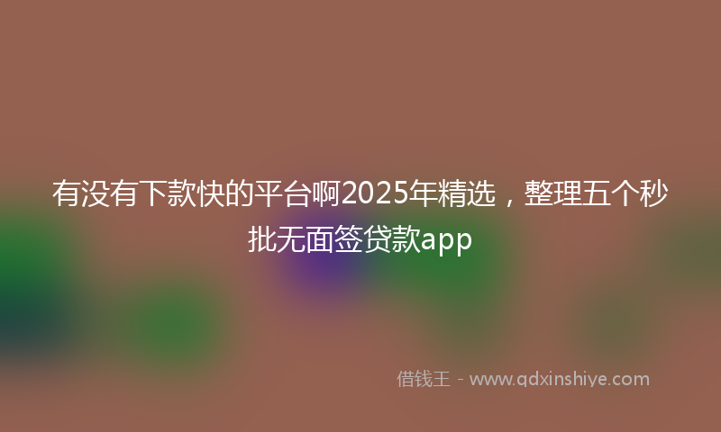有没有下款快的平台啊2025年精选，整理五个秒批无面签贷款app