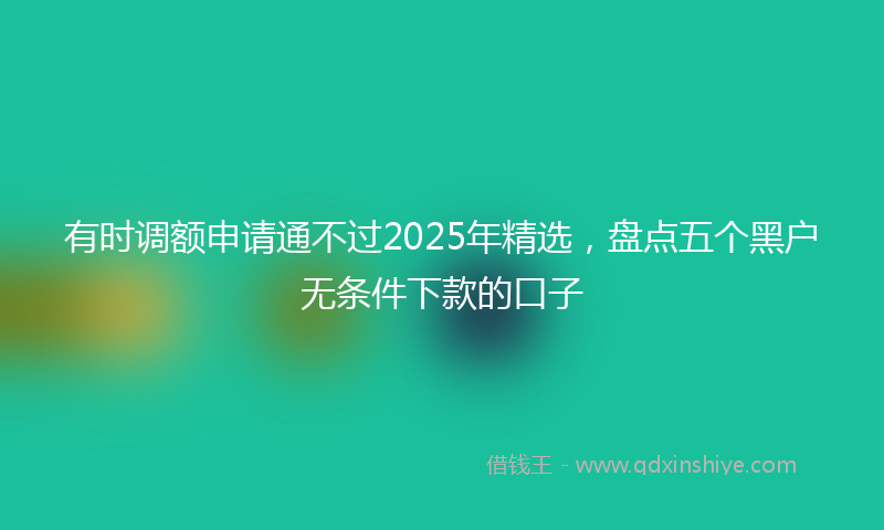 有时调额申请通不过2025年精选，盘点五个黑户无条件下款的口子