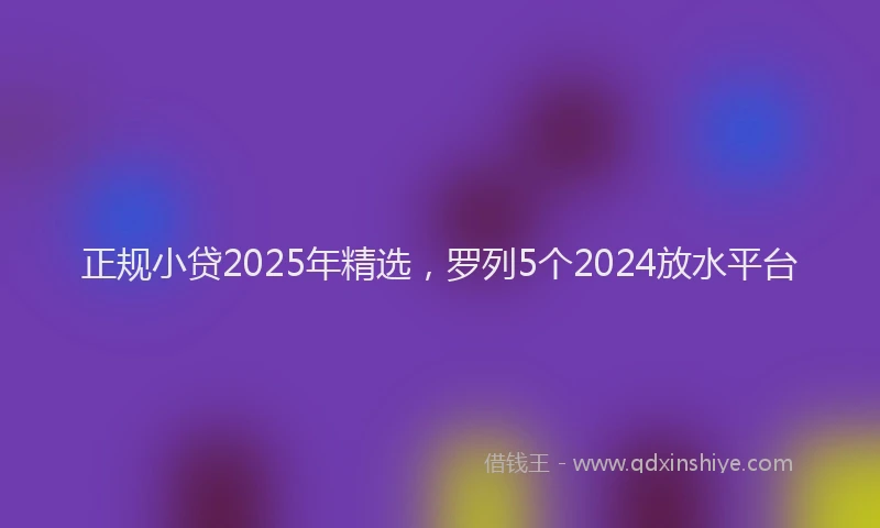 正规小贷2025年精选，罗列5个2024放水平台