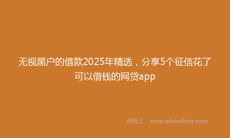 无视黑户的借款2025年精选，分享5个征信花了可以借钱的网贷app
