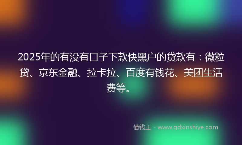 2025年的有没有口子下款快黑户的贷款有：微粒贷、京东金融、拉卡拉、百度有钱花、美团生活费等。