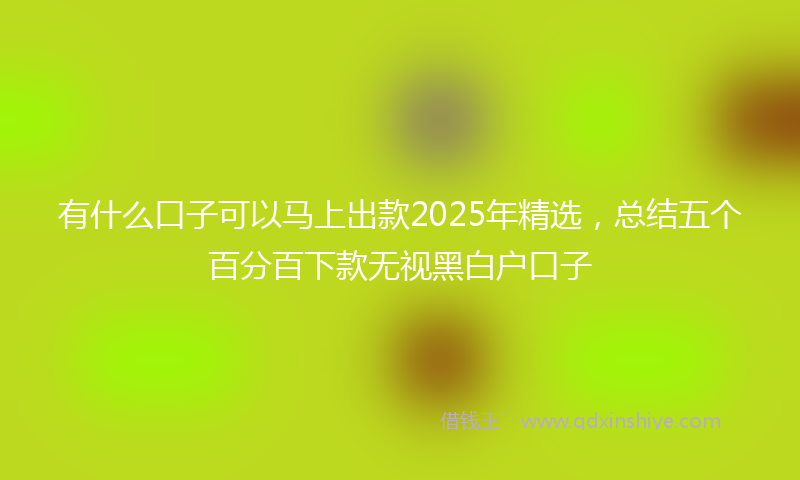 有什么口子可以马上出款2025年精选，总结五个百分百下款无视黑白户口子