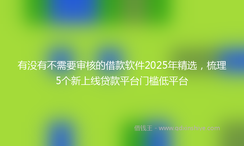 有没有不需要审核的借款软件2025年精选，梳理5个新上线贷款平台门槛低平台