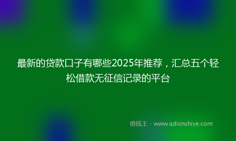 最新的贷款口子有哪些2025年推荐，汇总五个轻松借款无征信记录的平台