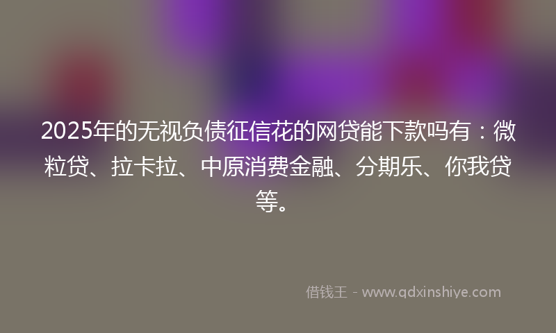 2025年的无视负债征信花的网贷能下款吗有：微粒贷、拉卡拉、中原消费金融、分期乐、你我贷等。