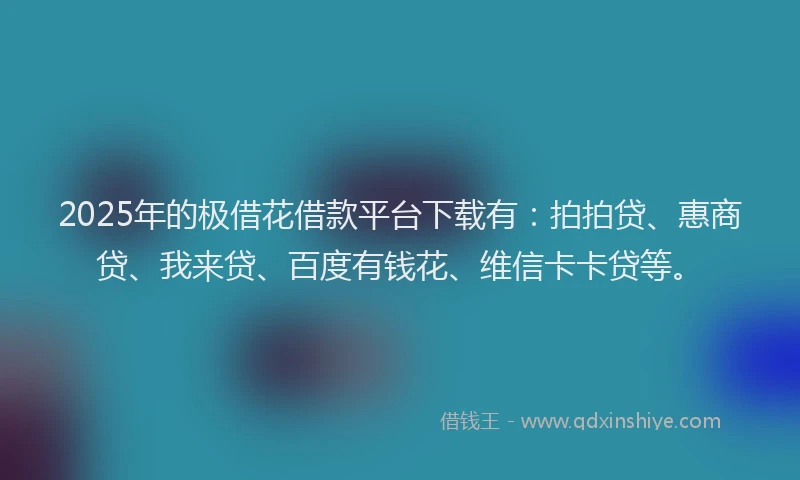 2025年的极借花借款平台下载有：拍拍贷、惠商贷、我来贷、百度有钱花、维信卡卡贷等。