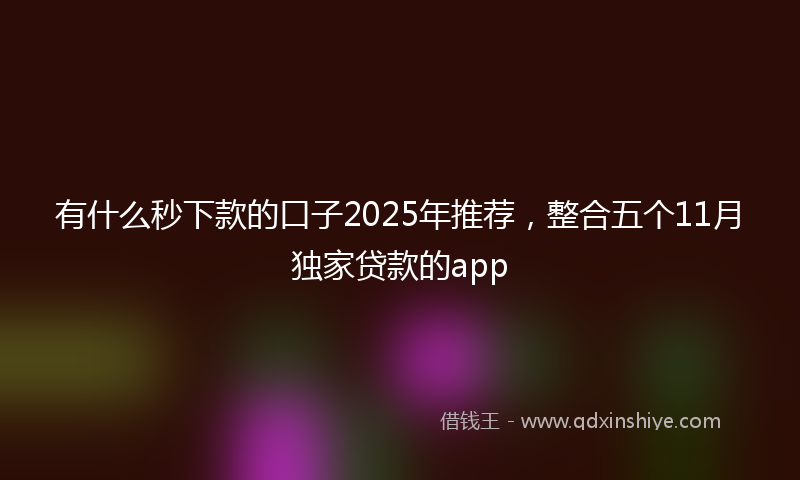 有什么秒下款的口子2025年推荐，整合五个11月独家贷款的app