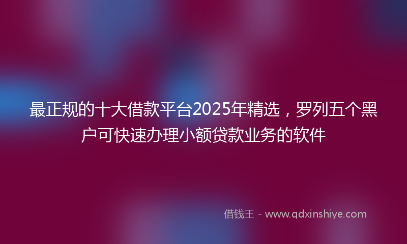 最正规的十大借款平台2025年精选，罗列五个黑户可快速办理小额贷款业务的软件