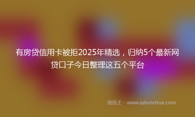 有房贷信用卡被拒2025年精选，归纳5个最新网贷口子今日整理这五个平台