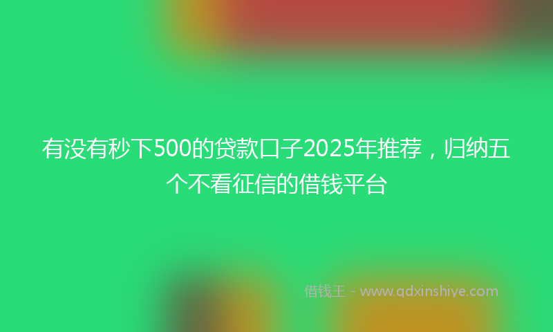 有没有秒下500的贷款口子2025年推荐，归纳五个不看征信的借钱平台
