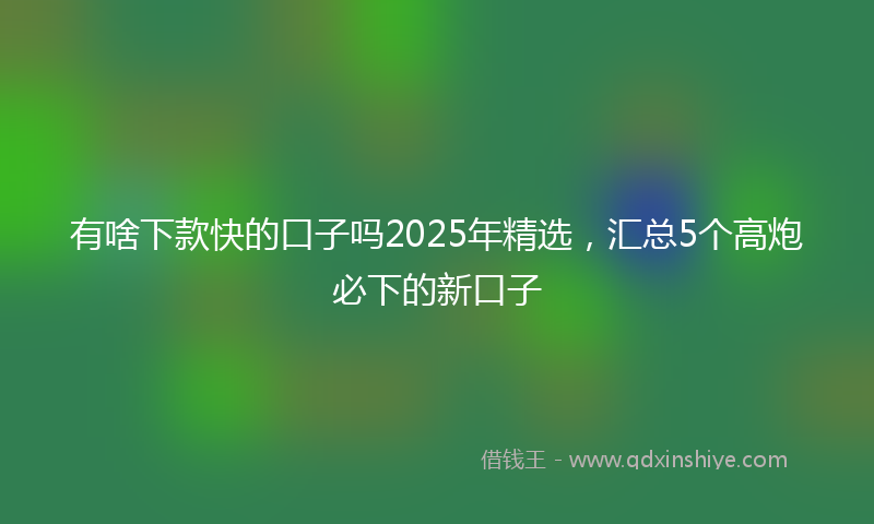 有啥下款快的口子吗2025年精选，汇总5个高炮必下的新口子