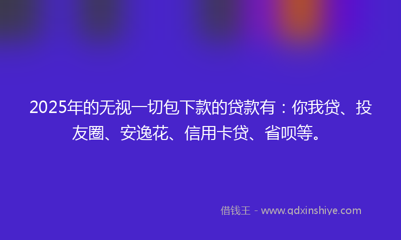 2025年的无视一切包下款的贷款有：你我贷、投友圈、安逸花、信用卡贷、省呗等。