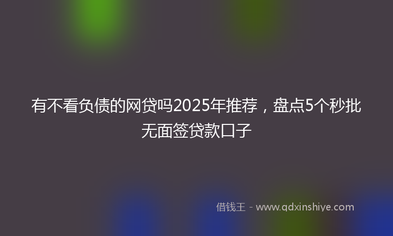 有不看负债的网贷吗2025年推荐，盘点5个秒批无面签贷款口子