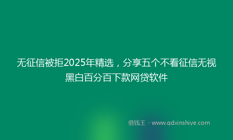 无征信被拒2025年精选，分享五个不看征信无视黑白百分百下款网贷软件