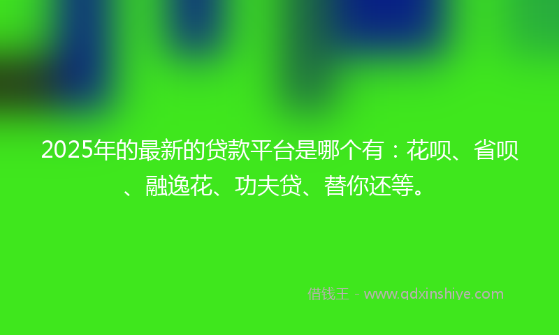 2025年的最新的贷款平台是哪个有：花呗、省呗、融逸花、功夫贷、替你还等。
