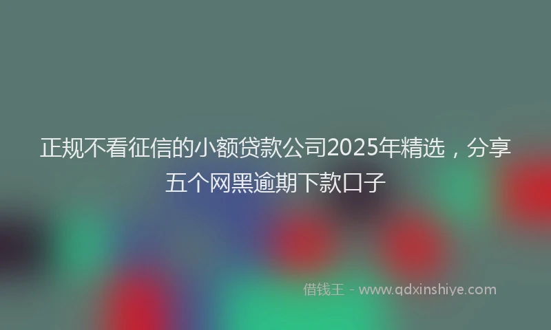 正规不看征信的小额贷款公司2025年精选，分享五个网黑逾期下款口子
