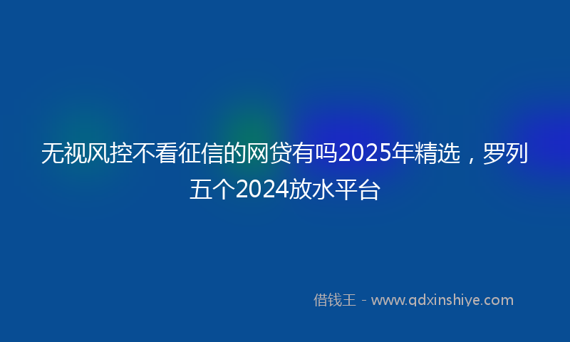 无视风控不看征信的网贷有吗2025年精选，罗列五个2024放水平台