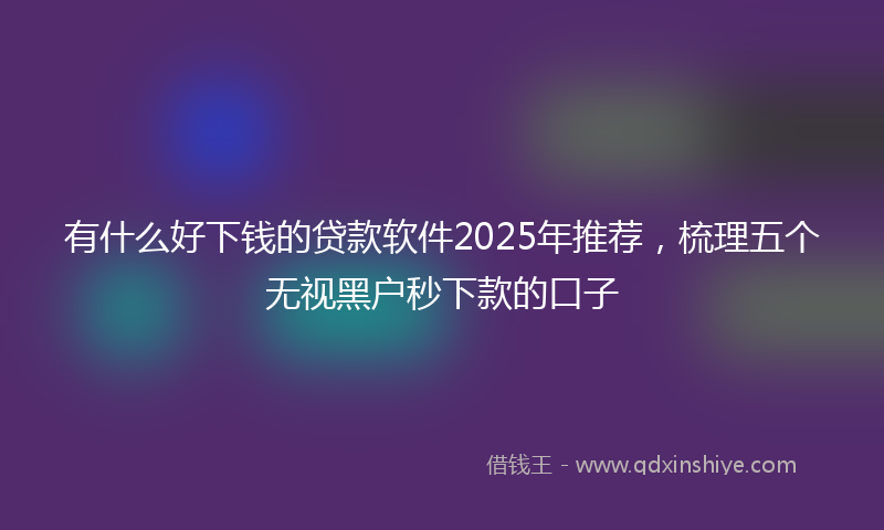 有什么好下钱的贷款软件2025年推荐，梳理五个无视黑户秒下款的口子