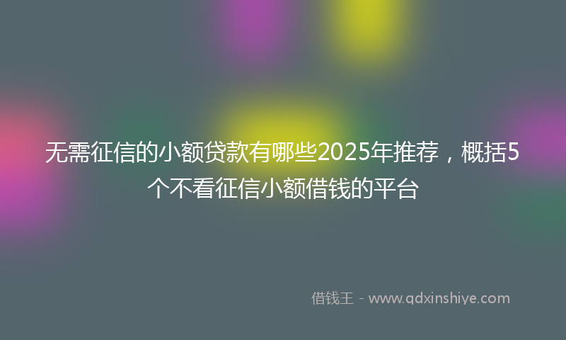 无需征信的小额贷款有哪些2025年推荐，概括5个不看征信小额借钱的平台