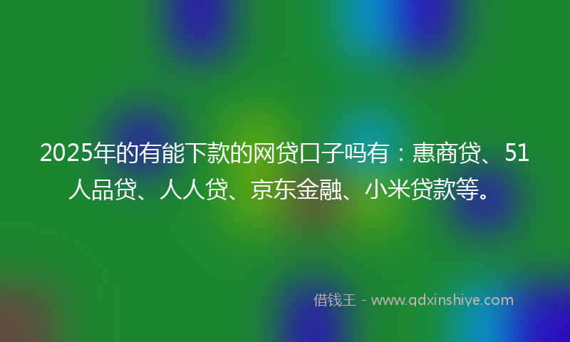 2025年的有能下款的网贷口子吗有：惠商贷、51人品贷、人人贷、京东金融、小米贷款等。