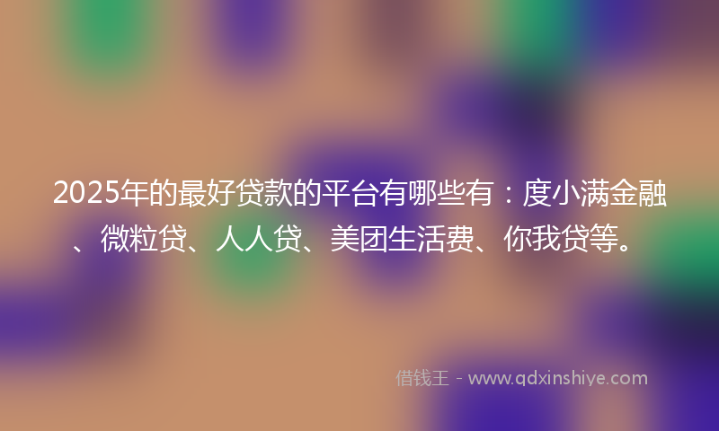 2025年的最好贷款的平台有哪些有：度小满金融、微粒贷、人人贷、美团生活费、你我贷等。