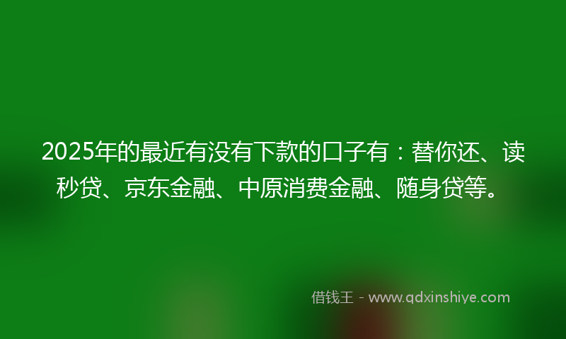 2025年的最近有没有下款的口子有：替你还、读秒贷、京东金融、中原消费金融、随身贷等。