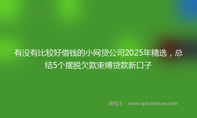 有没有比较好借钱的小网贷公司2025年精选，总结5个摆脱欠款束缚贷款新口子