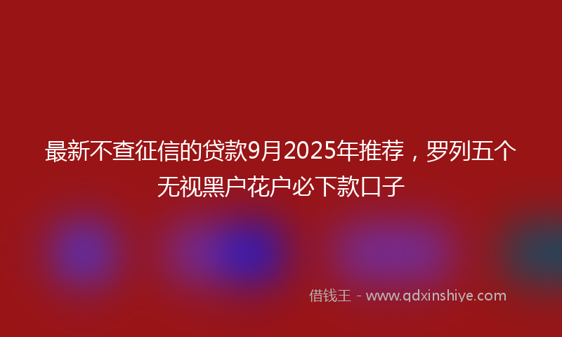 最新不查征信的贷款9月2025年推荐，罗列五个无视黑户花户必下款口子