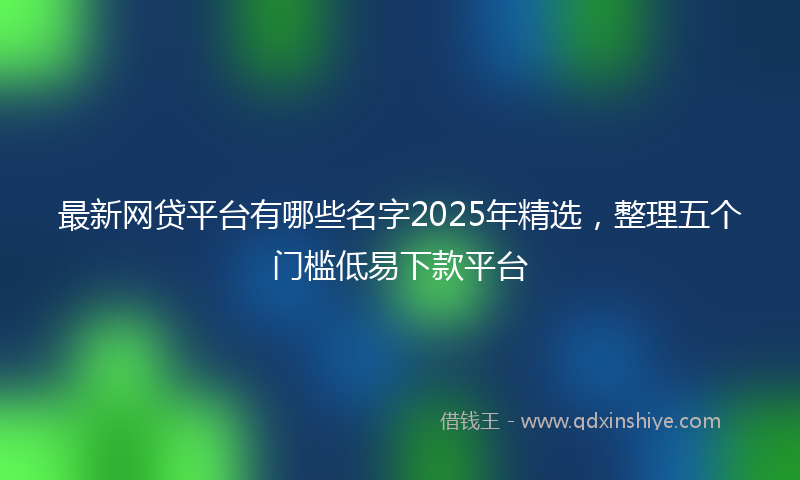 最新网贷平台有哪些名字2025年精选，整理五个门槛低易下款平台
