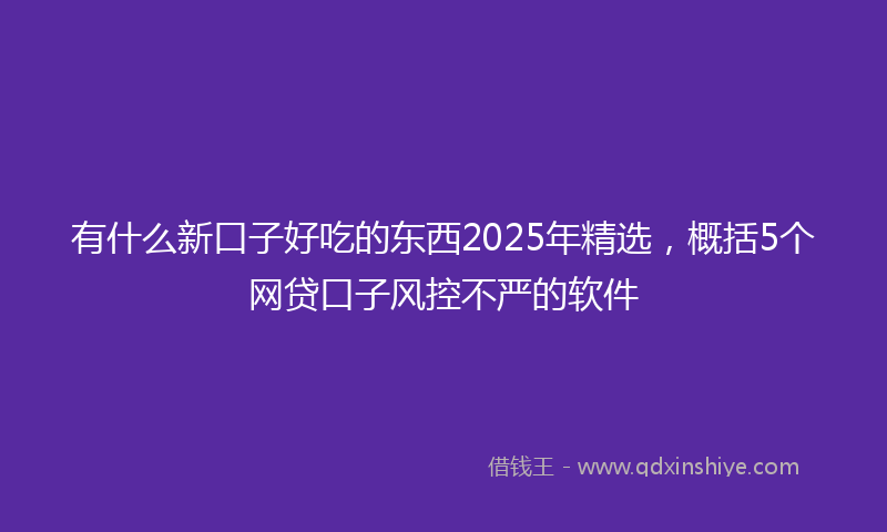 有什么新口子好吃的东西2025年精选，概括5个网贷口子风控不严的软件
