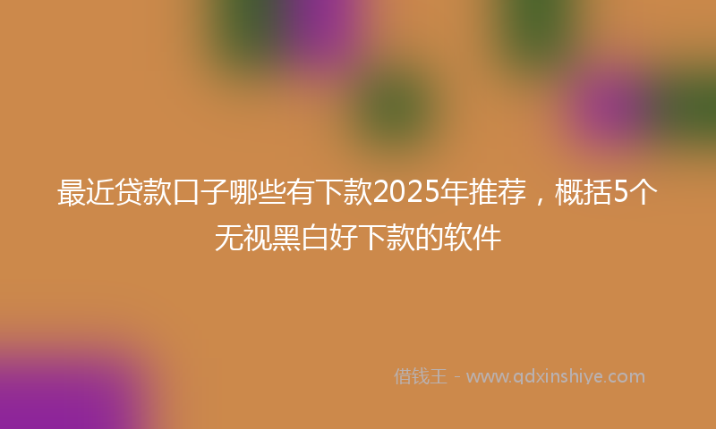 最近贷款口子哪些有下款2025年推荐，概括5个无视黑白好下款的软件